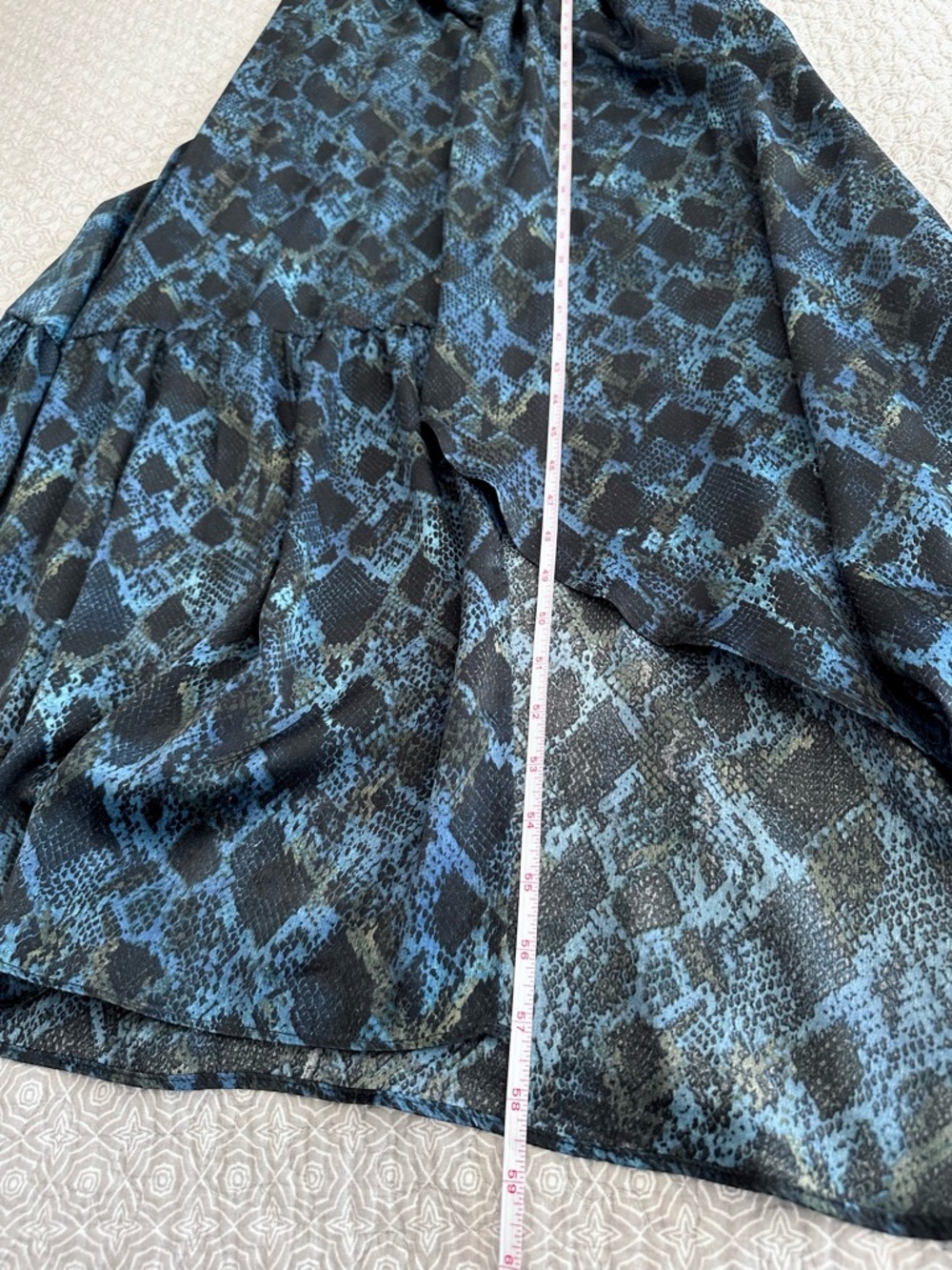 SOCIETA Italia Blue Black Snakeskin Maxi Dress High Neck Gothic Glam Size 42 / 6 - Picture 13 of 16
